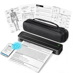 Portable Printers Wireless for Travel, D90E Bluetooth Inkless Thermal Printer, Supports 8.5" X 11" Thermal Paper, Mobile Printer for Phone Laptop with Case & 10 Papers, for Office Home, Black Portable Printers Wireless for Travel, D90E Bluetooth Inkless Thermal Printer, Supports 8.5" X 11" Thermal Paper, Mobile Printer for Phone Laptop with Case & 10 Papers, for Office Home, Black