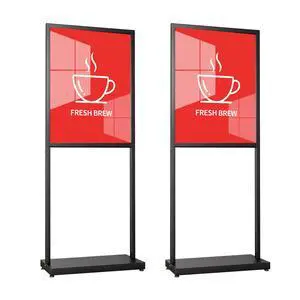 22 x 28 Inch Floor Sign Holder, Black 2 Pack Heavy Duty Double-Sided Pedestal Poster Stand with Slide-In Frame for Menus, Banners, Restaurants, Stores, and Events 22 x 28 Inch Floor Sign Holder, Black 2 Pack Heavy Duty Double-Sided Pedestal Poster Stand with Slide-In Frame for Menus, Banners, Restaurants, Stores, and Events