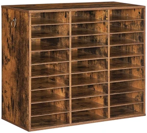 Literature Organizer, 27 Compartments Wooden Mail Organizer, Countertop Literature Sorter with Adjustable Shelves for Home, Office, School, Student Mailbox for Classroom, Rustic Brown FG27WF01 Literature Organizer, 27 Compartments Wooden Mail Organizer, Countertop Literature Sorter with Adjustable Shelves for Home, Office, School, Student Mailbox for Classroom, Rustic Brown FG27WF01