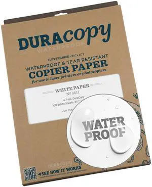Waterproof (DURACOPY) Copier Paper, 8.5" x 11", White, 100 Sheet Pack (No. 6511) | DURACOPY, No. 6511 Waterproof (DURACOPY) Copier Paper, 8.5" x 11", White, 100 Sheet Pack (No. 6511) | DURACOPY, No. 6511