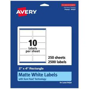 ® Matte White Rectangle Labels, Sure Feed® Technology, 2" x 4", 2,500 Matte White Printable Labels ® Matte White Rectangle Labels, Sure Feed® Technology, 2" x 4", 2,500 Matte White Printable Labels
