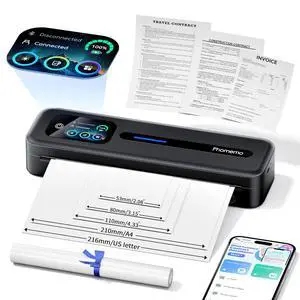 Upgraded Portable Printer with Touchscreen, M832D Bluetooth Wireless Thermal Inkless Printer, Supports 8.5"x11" US Letter & A4, Compatible with iOS, Android, PC for Travel & School, Black Upgraded Portable Printer with Touchscreen, M832D Bluetooth Wireless Thermal Inkless Printer, Supports 8.5"x11" US Letter & A4, Compatible with iOS, Android, PC for Travel & School, Black