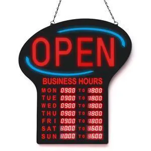 LED Open Sign for Business with Programmable Store Hours - 24x17" Large Electronic Digital Message Board for Shop, Bar, Restaurant - Bright Billboard with Instructions LED Open Sign for Business with Programmable Store Hours - 24x17" Large Electronic Digital Message Board for Shop, Bar, Restaurant - Bright Billboard with Instructions