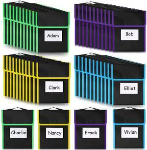 48 Pcs Medium Book Pouches for Classroom, Nylon Black Reading Book Bags for Student with Clear Name Tag, 10" x 12", Pocket on Handle Chair Pockets for Classroom Students School Home 48 Pcs Medium Book Pouches for Classroom, Nylon Black Reading Book Bags for Student with Clear Name Tag, 10" x 12", Pocket on Handle Chair Pockets for Classroom Students School Home
