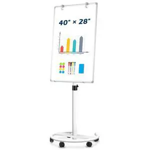 Magnetic Mobile Whiteboard, 40"x28", Height Adjustable Flip Chart Easel | Aluminum Frame, Rolling White Board with Stand, Dry Erase Board for Office, Home, Classroom Magnetic Mobile Whiteboard, 40"x28", Height Adjustable Flip Chart Easel | Aluminum Frame, Rolling White Board with Stand, Dry Erase Board for Office, Home, Classroom