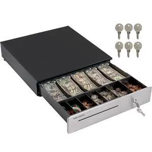 Cash Register Drawer for (POS) Point of Sale System 16", Stainless Steel Removable Coin Tray, 5 Bill/7 Coin, 24V, RJ11/RJ12 Key-Lock, Media Slot,Cash Till, Money Drawer for Businesses, Black Cash Register Drawer for (POS) Point of Sale System 16", Stainless Steel Removable Coin Tray, 5 Bill/7 Coin, 24V, RJ11/RJ12 Key-Lock, Media Slot,Cash Till, Money Drawer for Businesses, Black