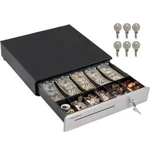 Cash Register Drawer for (POS) Point of Sale System 16", Stainless Steel Removable Coin Tray, 5 Bill/6 Coin, 12-24V, RJ11/RJ12 Key-Lock, Cash Till, Money Drawer for Businesses, Black Cash Register Drawer for (POS) Point of Sale System 16", Stainless Steel Removable Coin Tray, 5 Bill/6 Coin, 12-24V, RJ11/RJ12 Key-Lock, Cash Till, Money Drawer for Businesses, Black