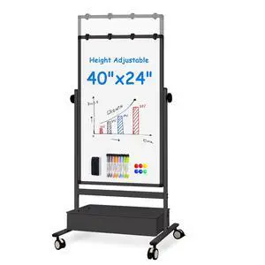 Mobile White Board Easel, 40x24 Inches Magnetic Storage Dry Erase Board Easel for Classroom, Rolling Height Adjustable Stand on Wheels for Home, School, Teachers & Kids(Black) Mobile White Board Easel, 40x24 Inches Magnetic Storage Dry Erase Board Easel for Classroom, Rolling Height Adjustable Stand on Wheels for Home, School, Teachers & Kids(Black)