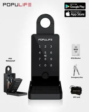 Smart Fingerprint Lock Box for Keys with Code, Wireless Remote Access Key Lock Box for Outside, Digital Key Lockbox for Realtor Airbnb, Work Offline Smart Fingerprint Lock Box for Keys with Code, Wireless Remote Access Key Lock Box for Outside, Digital Key Lockbox for Realtor Airbnb, Work Offline