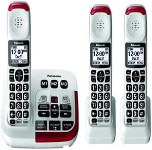 KX-TGM420W + (2) KX-TGMA44W Amplified Cordless Phone with Digital Answering Machine Expandable Upto 6 Handsets and Voice Volume Booster 40 dB KX-TGM420W + (2) KX-TGMA44W Amplified Cordless Phone with Digital Answering Machine Expandable Upto 6 Handsets and Voice Volume Booster 40 dB