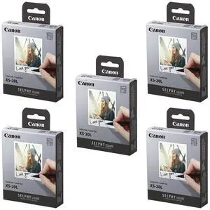 5 Pack SELPHY Color Ink/Label XS-20L Set, 20 Sheets 5 Pack SELPHY Color Ink/Label XS-20L Set, 20 Sheets