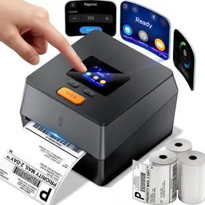 Shipping Label Printer with Touchable Screen & 3 Roll Labels | D420D Thermal Printer 4x6 with Built-in Label Bin, Thermal Label Printers Come with 750PCS 4x6 Labels (250 Labels/Roll) Shipping Label Printer with Touchable Screen & 3 Roll Labels | D420D Thermal Printer 4x6 with Built-in Label Bin, Thermal Label Printers Come with 750PCS 4x6 Labels (250 Labels/Roll)