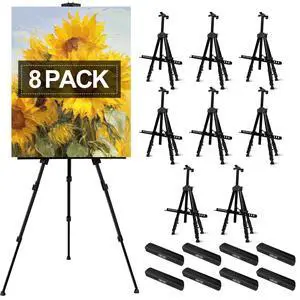 8 Pack Painting Display Easel Stand Portable Adjustable Metal Tripod Artist Canvases Height from17to66Inch Extra Sturdy forTable-Top/Floor Painting, Drawingand Displaying,Black with8Storage Bag 8 Pack Painting Display Easel Stand Portable Adjustable Metal Tripod Artist Canvases Height from17to66Inch Extra Sturdy forTable-Top/Floor Painting, Drawingand Displaying,Black with8Storage Bag