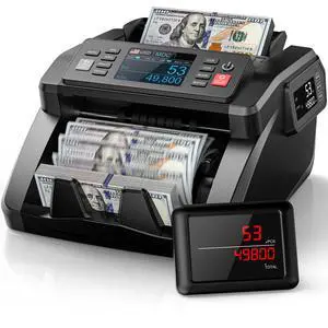N70 Mixed Denomination Money Counter Machine, Value Counting, Cash Counter with Three Displays, UV/MG/IR/MT Counterfeit Detection for Money Counting, Printer Enabled Bill Counter for Business N70 Mixed Denomination Money Counter Machine, Value Counting, Cash Counter with Three Displays, UV/MG/IR/MT Counterfeit Detection for Money Counting, Printer Enabled Bill Counter for Business