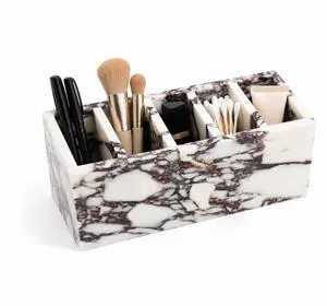 5-Compartment Marble Desk Organizer, 9.84 in | Natural marble 5-section organizer for pens, makeup brushes, cotton swabs, lipsticks, and slim daily items 5-Compartment Marble Desk Organizer, 9.84 in | Natural marble 5-section organizer for pens, makeup brushes, cotton swabs, lipsticks, and slim daily items