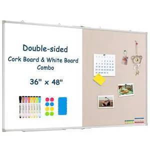 Large White Board Dry Erase Foldable Bulletin Board Combo 48x36 for Wall | Dry Erase White Board, Linen Bulletin Combo, Foldable Double-Sided, Magnetic Wall Mount, School Home Office, Complete Kit Large White Board Dry Erase Foldable Bulletin Board Combo 48x36 for Wall | Dry Erase White Board, Linen Bulletin Combo, Foldable Double-Sided, Magnetic Wall Mount, School Home Office, Complete Kit