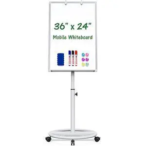 Mobile Whiteboard with Stand 36" x 24" Aluminum Frame | Magnetic Flipchart Easel, Height Adjustable Dry Erase Board, Rolling White Board on Wheels for Home, Office, School Supplies Mobile Whiteboard with Stand 36" x 24" Aluminum Frame | Magnetic Flipchart Easel, Height Adjustable Dry Erase Board, Rolling White Board on Wheels for Home, Office, School Supplies