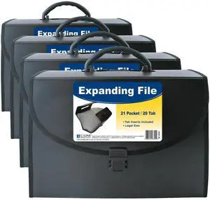 21-Pocket Poly Expanding File with Handle, Includes Tabs, Locking Closure, Legal Size, Black (58320), Traditional (Pack of 4) 21-Pocket Poly Expanding File with Handle, Includes Tabs, Locking Closure, Legal Size, Black (58320), Traditional (Pack of 4)