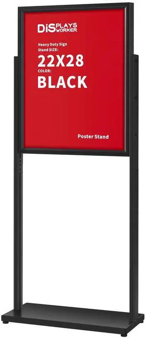 Aluminum Alloy Floor Sign Stand, 22x28 Inch Heavy Duty Double-Sided Poster Stand with Reinforced Structure and Steel Base for Business Display (1, Black, 22×28) Aluminum Alloy Floor Sign Stand, 22x28 Inch Heavy Duty Double-Sided Poster Stand with Reinforced Structure and Steel Base for Business Display (1, Black, 22×28)