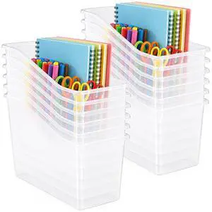 24 Pcs Book Bins for Classroom Plastic Binder Holder Magazine Stuff Folder File Organizer Box for Home Office School Supplies (Clear) 24 Pcs Book Bins for Classroom Plastic Binder Holder Magazine Stuff Folder File Organizer Box for Home Office School Supplies (Clear)