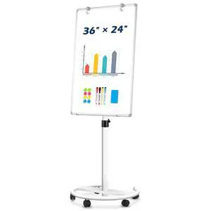 Magnetic Mobile Whiteboard, 36"x24", Height Adjustable Flip Chart Easel | Aluminum Frame, Rolling White Board with Stand, Dry Erase Board for Office, Home, Classroom Magnetic Mobile Whiteboard, 36"x24", Height Adjustable Flip Chart Easel | Aluminum Frame, Rolling White Board with Stand, Dry Erase Board for Office, Home, Classroom
