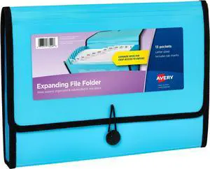 Expanding File Folder Organizer, 13-Pocket Accordion File Organizer, Aqua, Holds 425 Letter/A4-Size Sheets (73554) (Pack of 6) Expanding File Folder Organizer, 13-Pocket Accordion File Organizer, Aqua, Holds 425 Letter/A4-Size Sheets (73554) (Pack of 6)