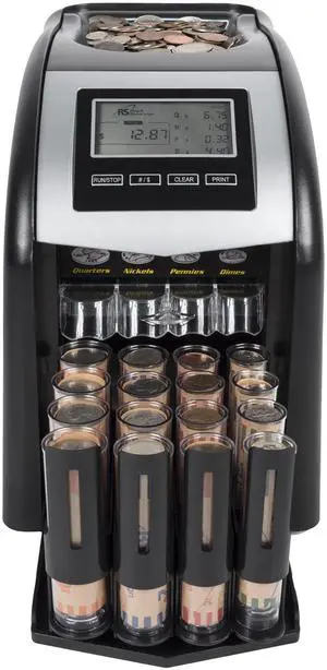 4 Row Electric Coin Counter/Sorter with Patented Anti-Jam Technology & Digital Counting Display (FS-44N), Black 4 Row Electric Coin Counter/Sorter with Patented Anti-Jam Technology & Digital Counting Display (FS-44N), Black