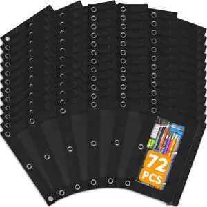 72 PCS Pencil Pouch for 3 Ring Binder, Durable 3 Ring Black Pencil Pouches with Clear Window, Binder Pencil Pouch Bulk for Classroom Office School Supplies 72 PCS Pencil Pouch for 3 Ring Binder, Durable 3 Ring Black Pencil Pouches with Clear Window, Binder Pencil Pouch Bulk for Classroom Office School Supplies