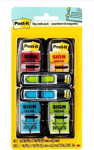 Message Sign Here Flags Value Pack, 50/Dispenser, 4 Dispensers/Pack, 1 in Wide, Assorted Colors, Includes 48 Free Arrow Flags (680-SH4VA) (Pack of 12) Message Sign Here Flags Value Pack, 50/Dispenser, 4 Dispensers/Pack, 1 in Wide, Assorted Colors, Includes 48 Free Arrow Flags (680-SH4VA) (Pack of 12)