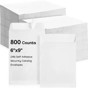 800 Counts White Envelopes 6 x 9 Inch Self Adhesive Catalog Security Mailing Envelopes with Adhesive for Mailing Storage Organizing Home Office 800 Counts White Envelopes 6 x 9 Inch Self Adhesive Catalog Security Mailing Envelopes with Adhesive for Mailing Storage Organizing Home Office