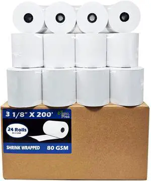 80 GSM Extra Thick Paper (24 Rolls) 3 1/8 x 230 Thermal Paper Receipt Rolls (Heavy Thermal Lenght 200-230ft) fits all Clover POS Cash Register Printers Thermal Paper from 80 GSM Extra Thick Paper (24 Rolls) 3 1/8 x 230 Thermal Paper Receipt Rolls (Heavy Thermal Lenght 200-230ft) fits all Clover POS Cash Register Printers Thermal Paper from