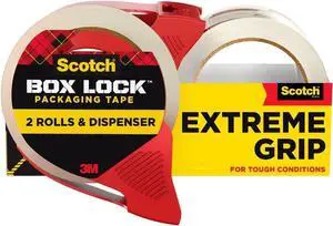 Box Lock Packaging Tape, 2 Rolls with 1 Refillable Dispenser, 1.88 in x 54.6 yd, Extreme Grip, Sticks Instantly to Any Box (Pack of 6) Box Lock Packaging Tape, 2 Rolls with 1 Refillable Dispenser, 1.88 in x 54.6 yd, Extreme Grip, Sticks Instantly to Any Box (Pack of 6)