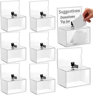 Acrylic Donation Box with Lock and Sign Holder Tip Jar Raffle Ticket Box Clear Ballot Boxes for Fundraising Voting Suggestion Collection School 6.1 x 4.3 x 3.8 Inch Acrylic Donation Box with Lock and Sign Holder Tip Jar Raffle Ticket Box Clear Ballot Boxes for Fundraising Voting Suggestion Collection School 6.1 x 4.3 x 3.8 Inch