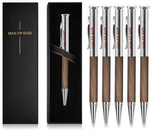 Christian Gifts for Men Man of God Engraved Walnut Wood Rollerball Pen Set (5 Pack), Each Pen Individually Gift Boxed Ideal for Pastor, Fathers Day & Graduation Christian Gifts for Men Man of God Engraved Walnut Wood Rollerball Pen Set (5 Pack), Each Pen Individually Gift Boxed Ideal for Pastor, Fathers Day & Graduation