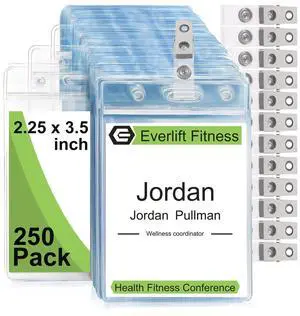 Name Badge Holders with Clips - 250Pcs Waterproof Vertical Clear Plastic ID Badge Name Tag Holders with Metal Clips and Vinyl Straps Name Badge Holders with Clips - 250Pcs Waterproof Vertical Clear Plastic ID Badge Name Tag Holders with Metal Clips and Vinyl Straps