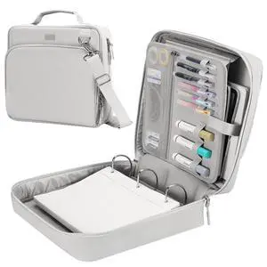 3-Inch 3-Ring Zipper Binder with Shoulder Strap and Multiple Pockets | D-Ring Zip Up Binder with 700 Sheets Capacity, Compatible with 13" MacBook/Tablet, for Middle School, Office, Gray 3-Inch 3-Ring Zipper Binder with Shoulder Strap and Multiple Pockets | D-Ring Zip Up Binder with 700 Sheets Capacity, Compatible with 13" MacBook/Tablet, for Middle School, Office, Gray