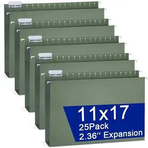 25 Pack 11×17 Expanding Hanging File Folders for Filing Cabinet 1/5 Cut Heavy Duty Hang Folders with Plastic Tabs & Label Cards Extra Large Hangers File Organizer for 11×17 Paper Engineering Document 25 Pack 11×17 Expanding Hanging File Folders for Filing Cabinet 1/5 Cut Heavy Duty Hang Folders with Plastic Tabs & Label Cards Extra Large Hangers File Organizer for 11×17 Paper Engineering Document