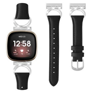 Women Bling Leather Band for Fitbit Versa 4/3,Sense 2/Sense C-Shaped Metal Buckle,Soft Leather,Adjustable,Dressy for Daily Work and Party,Ideal Gift for Women Women Bling Leather Band for Fitbit Versa 4/3,Sense 2/Sense C-Shaped Metal Buckle,Soft Leather,Adjustable,Dressy for Daily Work and Party,Ideal Gift for Women