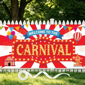 Carnival Backdrop Banner 71x35 Inch Red Circus Backdrop Welcome to the Carnival Banner Circus Theme Decorations Photo Booth Background with 32.8 Ft Ribbon Carnival Backdrop Banner 71x35 Inch Red Circus Backdrop Welcome to the Carnival Banner Circus Theme Decorations Photo Booth Background with 32.8 Ft Ribbon