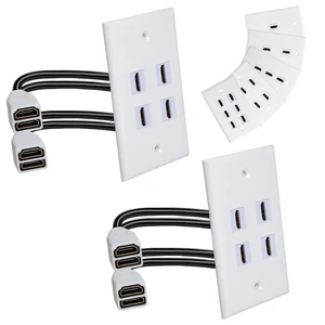 Single Port 4K HDMI Wall Plate Outlet Cover with 6 Inch Female to Female High Speed HDMI Pigtail Cable for Video Game Systems,TV Boxes(4-Port 2Pack) Single Port 4K HDMI Wall Plate Outlet Cover with 6 Inch Female to Female High Speed HDMI Pigtail Cable for Video Game Systems,TV Boxes(4-Port 2Pack)