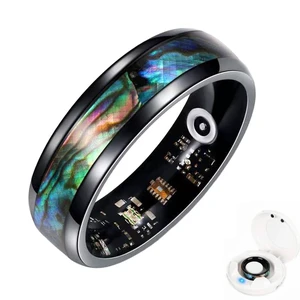 Smart Ring for Women Men, Sleep Activity Tracker Waterproof 8# Titanium Steel with Abalone Shell, Heart Rate Monitor, IP68 Waterproof, No Subscription, Wireless Charging, iOS & Android Smart Ring for Women Men, Sleep Activity Tracker Waterproof 8# Titanium Steel with Abalone Shell, Heart Rate Monitor, IP68 Waterproof, No Subscription, Wireless Charging, iOS & Android