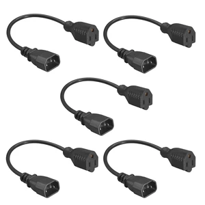 IEC 320 C14 to NEMA 5-15R Power Cord, 5-Pack, 1FT 18AWG, 10-15A 125/250V, UL Listed, For Server, PDU, UPS, Desktop, Monitor IEC 320 C14 to NEMA 5-15R Power Cord, 5-Pack, 1FT 18AWG, 10-15A 125/250V, UL Listed, For Server, PDU, UPS, Desktop, Monitor