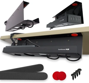 Under Desk Cable Management Tray - No Drill Organizer for Glass Desk. Perfect Standing Cable Management Rack (Black Wire Tray - Single 17'') Under Desk Cable Management Tray - No Drill Organizer for Glass Desk. Perfect Standing Cable Management Rack (Black Wire Tray - Single 17'')