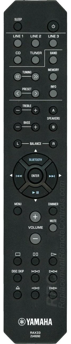 RAX33 Audio/Video Receiver Remote Control for R-S202, R-S202BL (ZU49260) RAX33 Audio/Video Receiver Remote Control for R-S202, R-S202BL (ZU49260)