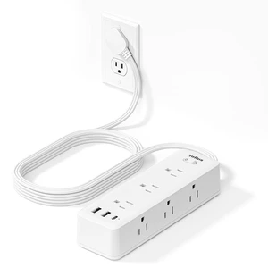 10 FT Extension Cord Flat Wall Plug, Power Strip, 6 Outlet Extender with 3 USB (5V/3.4A 17W) Charging Ports, Power Strip with Surge Protector, Mounted for for Home Office Dorm Roomc, White 10 FT Extension Cord Flat Wall Plug, Power Strip, 6 Outlet Extender with 3 USB (5V/3.4A 17W) Charging Ports, Power Strip with Surge Protector, Mounted for for Home Office Dorm Roomc, White