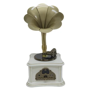 White Vintage Gramophone Recorder, Decorative Turntable with BT/USB Headphone Connection, HiFi, Handcrafted by Pure OakGreat for Music Player, Home Decor, Retro Collection/Classic Gift (RT-132) White Vintage Gramophone Recorder, Decorative Turntable with BT/USB Headphone Connection, HiFi, Handcrafted by Pure OakGreat for Music Player, Home Decor, Retro Collection/Classic Gift (RT-132)