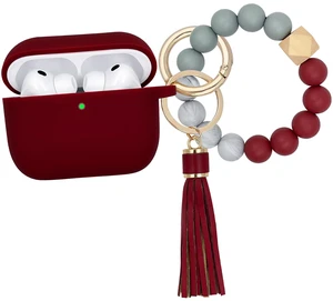 Compatible with Airpods Pro Case Cover with Bracelet Keychain for Apple Airpod Pro Case (Burgundy) Compatible with Airpods Pro Case Cover with Bracelet Keychain for Apple Airpod Pro Case (Burgundy)