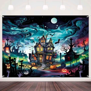 7x5ft Horror Halloween Backdrop Spooky Haunted House Banner Monster Cemetery Graveyard Photography Background Scary Halloween Party Decorations Indoor Outdoor Wall Decor for Kids 7x5ft Horror Halloween Backdrop Spooky Haunted House Banner Monster Cemetery Graveyard Photography Background Scary Halloween Party Decorations Indoor Outdoor Wall Decor for Kids