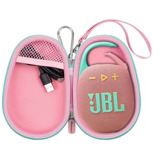 Carrying Case for JBL Clip 5 and for JBL Clip 4 Speaker Shock-Absorbing Shell, Mesh Pocket, Carabiner and Wrist Strap Keep Speaker Gear Protected and Ready to Go, Pink, Case Only Carrying Case for JBL Clip 5 and for JBL Clip 4 Speaker Shock-Absorbing Shell, Mesh Pocket, Carabiner and Wrist Strap Keep Speaker Gear Protected and Ready to Go, Pink, Case Only