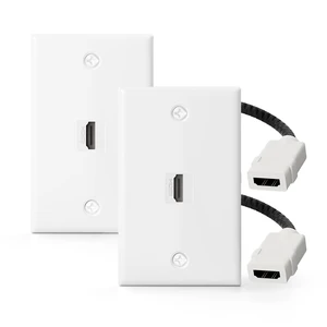 UL Listed 8K HDMI Keystone Wall Plate, 1 Port Outlet, White Wall-Mount 2 Pack Single Gang Plate with 7.09'' HDMI 2.1 Pigtail Braided Cable Screw-free Installation Home for Theater & Meeting Room UL Listed 8K HDMI Keystone Wall Plate, 1 Port Outlet, White Wall-Mount 2 Pack Single Gang Plate with 7.09'' HDMI 2.1 Pigtail Braided Cable Screw-free Installation Home for Theater & Meeting Room